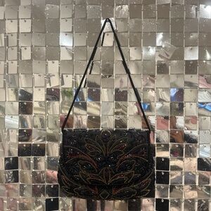 Black Beaded Bag w/ Multicolor Beading